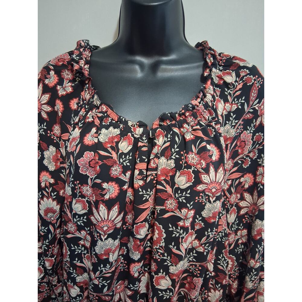 Talbots Dress Medium Long Floral Cottagecore Ruffled Neck & Sleeve Garden Party - Picture 6 of 13